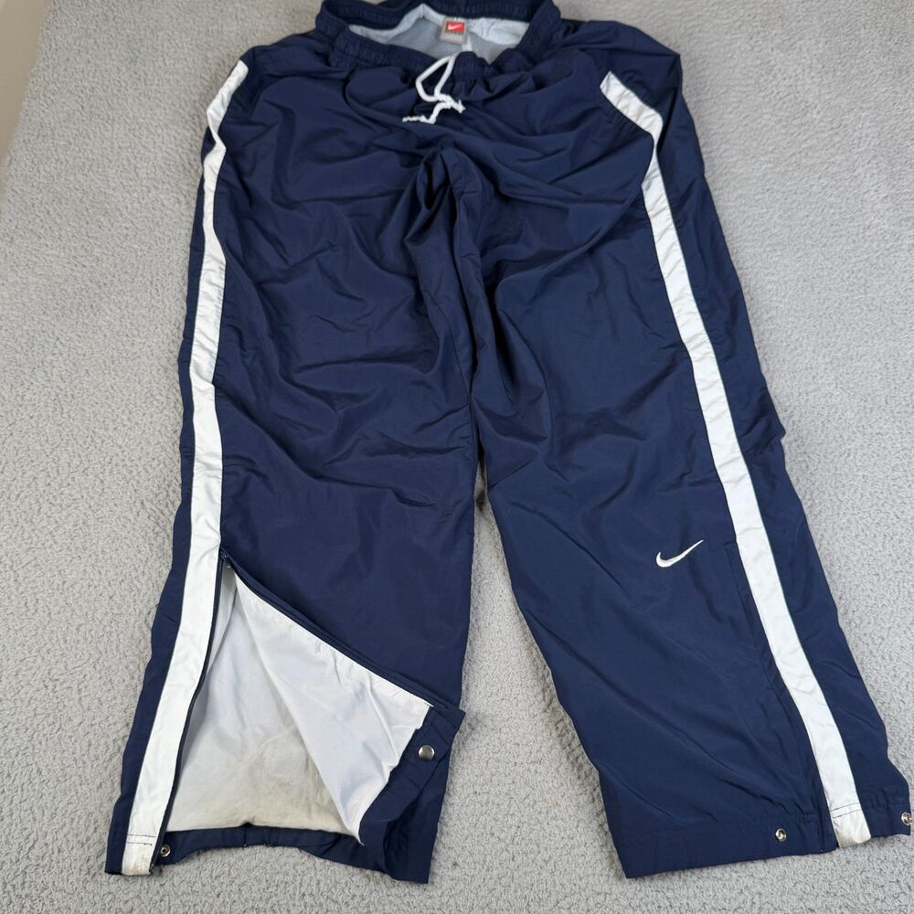 VTG NIKE Team Track Pants Mens XXL Blue 100% Polyester Zip Ankles Mesh Lined